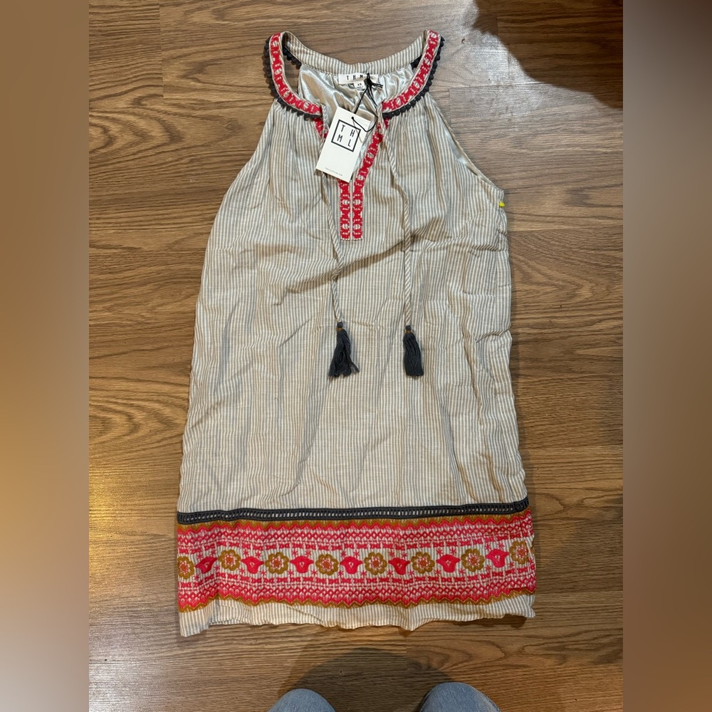 THML  Striped Embroidered Dress